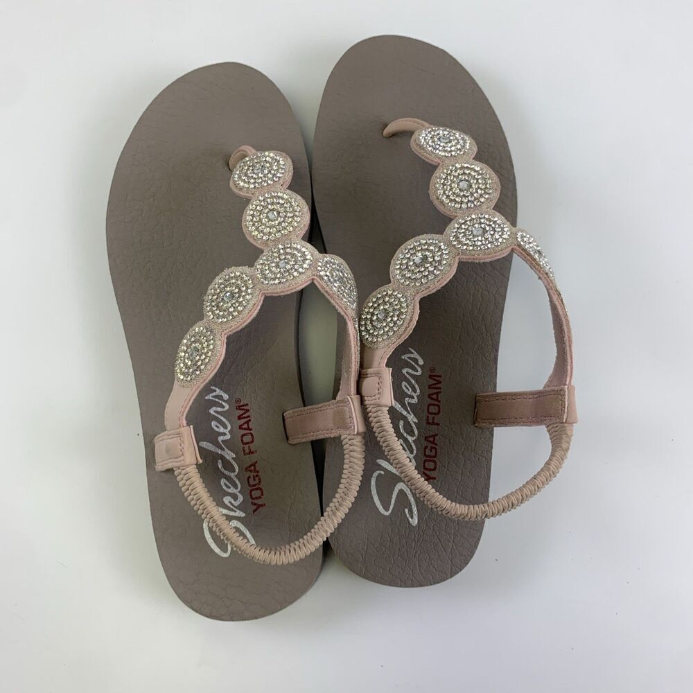 Skechers Meditation Stars Sparkles Sandal Slingback Yoga Foam Light Pink Women 9 - Picture 10 of 11